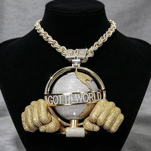 Colgante Étnico Hip Hop de Plata 925 con Baño de Rodio y Moissanita, Regalo para Él, Joyería Fina Personalizable, Colgantes y Dijes - Product Image 1