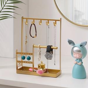 Organizador de Joyas Multisección con Ganchos Colgantes, Ranuras para Pendientes, Soporte para Pulseras, Estructura Estable, Ahorro de Espacio, Exhibidor de Tocador - Product Image 5