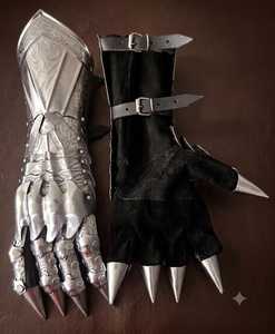 Guantes de Acero Inoxidable Plateados, Armadura Medieval de Caballero, Protección de Manos Gótica, Artículo Coleccionable - Product Image 4