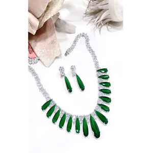 Pretty Premium Quality <b>Silver</b> Plated Classic Designer <b>Necklace</b> <b>Set</b> with Earrings for Wedding Party Function Wear Collection - Product Image 2