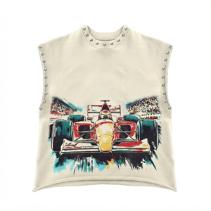 เสื้อกล้ามพิมพ์ลายกราฟิกสไตล์วินเทจ SHY SPORTS ผ้าเจอร์ซีย์คอตตอน 100% คอกลม แขนกุด สำหรับใส่ลำลองแบบยูนิเซ็กส์ - Product Image 1