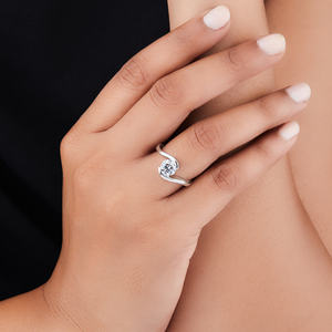 แหวนหมั้นเพชรโมอิส1.02หรูชุบโรเดียมการตั้งค่าความตึงเครียดของบุคคลที่สามที่ได้รับการรับรอง925เงินสำหรับจำนวนมาก - Product Image 5