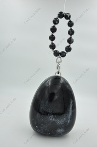 Pochette ovale en résine noire artisanale indienne avec poignée à perles pour femme, sac de soirée de luxe pour femme - Product Image 2