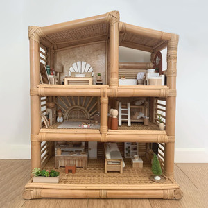 Linda casa de muñecas de ratán para niñas, casa de juguete para juegos imaginativos, casa de muñecas de gran calidad. - Product Image 2