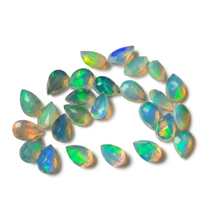 Ópalo Etíope Natural en Forma de Pera de 7x5mm, Corte Facetado, Gema Suelta, Ópalo Welo Multifuego AAA, Lote al por Mayor para Fabricación de Joyas - Product Image 1
