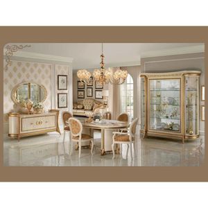 Juego de Comedor Clásico de Lujo en Madera de Teca Sólida, Color Crema Dorado, 6 Sillas, Mesa Ovalada, Muebles de Cocina para el Hogar, Estilo Europeo Real - Product Image 2