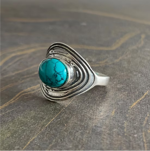 Luxurious Vintage <b>Turquoise</b> <b>Ring</b> 925 Sterling Silver Handmade Designer Statement Jewelry For Unisex Daily Wear - Product Image 3