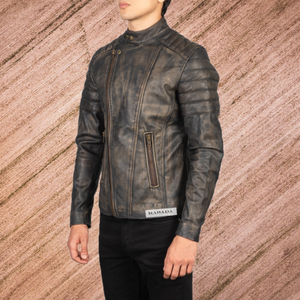 Véritables vestes en cuir véritable faites à la main pour hommes Vintage nouveauté de haute qualité Style motard randonnée en plein air vestes au look royal - Product Image 4