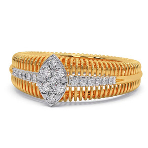 Bague en or jaune pour femme avec diamant taille princesse, bijou de luxe pour fiançailles - Product Image 2