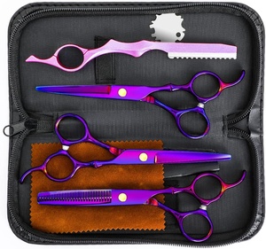 Ciseaux de barbier professionnels en acier inoxydable de 5,5 à 6 pouces, ciseaux de coiffure, kit de salon, étui en cuir, ciseaux à effiler - Product Image 1