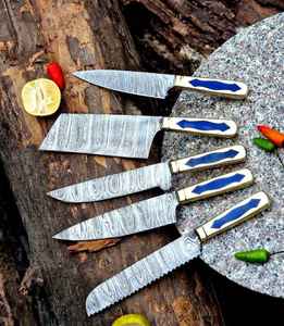 Juego de Cuchillos de Chef Ecológicos y Duraderos de 5 Piezas con Hojas de Acero de Damasco, Mangos Personalizados y Agarre Ajustable - Product Image 3
