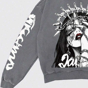 เสื้อฮู้ดดี้ทรงโอเวอร์ไซส์ Glory Custom ล้างสีแบบแอซิดวอช ผ้าฝ้าย 100% คุณภาพพรีเมียม พิมพ์ลาย DTF เสื้อผ้าลำลองสำหรับทุกเพศ - Product Image 2