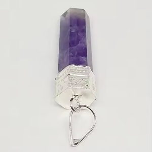 Collier Pendentif en Améthyste Naturelle en Gros, Pointe de Cristal, Pierre de Guérison en Quartz, Chaîne Plaqué Argent, Bijou Reiki Chakra, Cadeau - Product Image 3