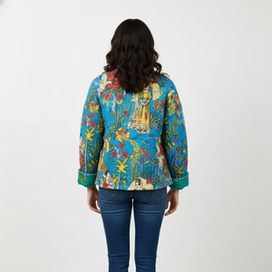 เสื้อแจ็คเก็ตผ้าควิลท์ ผ้าฝ้ายอินเดีย แบบสองด้าน สวมใส่ได้สองด้าน ทำมือ ลายโบฮีเมียน พิมพ์ลายสวยงาม เสื้อโค้ทฤดูหนาวสำหรับผู้หญิง - Product Image 3