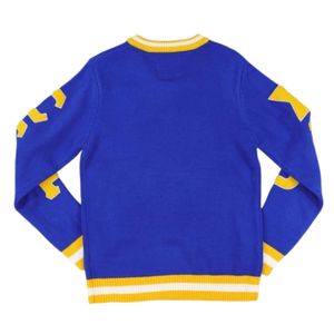 เสื้อสเวตเตอร์คอวีปักลายตราสัญลักษณ์ Sigma Gamma Rho Sorority สีน้ำเงิน สำหรับผู้หญิง  งานถักตัวอักษรกรีก สไตล์ลำลอง แฟชั่นนักศึกษา  แบบสั่งทำพิเศษ - Product Image 2