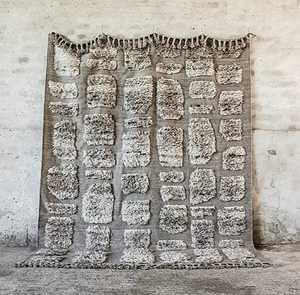 Tapis de luxe Beni Ourain en laine berbère marocaine noué à la main, authentique tapis tribal Beni Ourain fait main en laine - Product Image 2