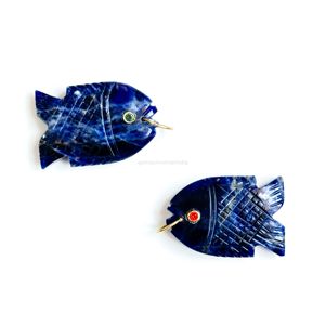Pendentif poisson en sodalite naturelle AAA, en argent 925, fait main, breloque poisson en pierre précieuse, collier sculpté à la main, bijoux en cristal de guérison pour la création de bijoux - Product Image 6