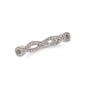 18K White Gold Lab Grown Diamond Infinity Twist Eternity Band Micro Pave Twisted Criss <b>Cross</b> Stackable Wedding <b>Rings</b> For Women - Product Image 1