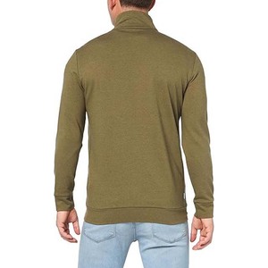 Sudadera de Punto con Cierre para Hombre, Color Verde Oliva, Corte Regular, Color Sólido, Cuello Alto Informal, Material de Algodón, Sudadera para Otoño - Product Image 2