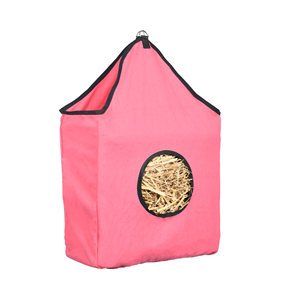 Horse Hay Bag Pink Round Opening Canvas Slow Feeder Durable Hanging Stable Feeding Bag for Travel <b>Trailer</b> Use - Product Image 4