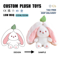Jouet en peluche personnalisé en tissu de coton, design lapin fraise carotte, rembourré en coton, adorable jouet en peluche sur mesure