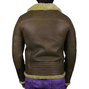 Men's Brown <b>Sheepskin</b> Flying <b>Jacket</b> - Product Image 3