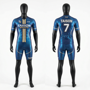 Mens <b>Roller</b> Skating Uniform 220 GSM Premium Polyester Spandex Stretch Fabric Blue Panel Design Front Zip Custom Sublimation - Product Image 1