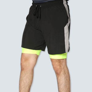 Shorts de compression pour hommes, taille élastique, tissu peigné, séchage rapide, respirant, super extensible, vêtements de sport - Product Image 1