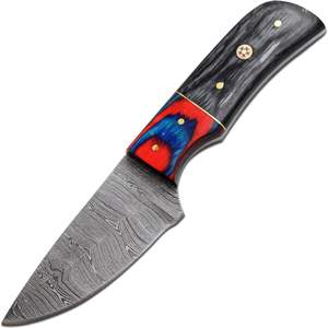 Couteau de camping japonais Tanto à lame fixe en acier Damas, épaisseur 3 mm, manche en ébène, personnalisable DIY et OEM - Product Image 3