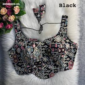 Beautiful Faux Georgette with Antique Cording Sequence work Corset Style Sleeveless <b>Blouse</b> Collection Supplier from Surat - Product Image 5