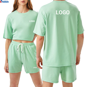 Summer Hip Hop Tracksuit Set Women's Top Quality Unisex Clothing Sets 2Pcs Letter Graphic Short Sleeve and Drawstring Short Sets - Product Image 1