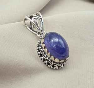 Pendentif Cabochon Tanzanite Naturelle en Argent Sterling 925 Fait Main, Bijou en Pierre Précieuse Bleu Violet, Cadeau - Product Image 6
