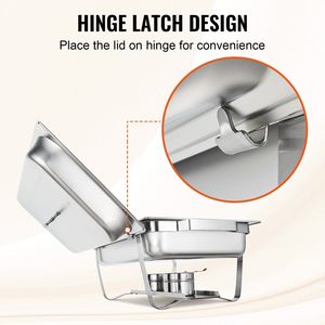 2 Pack 8 Qt Stainless Steel Chafing Dish <b>Buffet</b> Set Full 4 Half Size Pans Rectangle Catering Warmer <b>Server</b> - Product Image 4