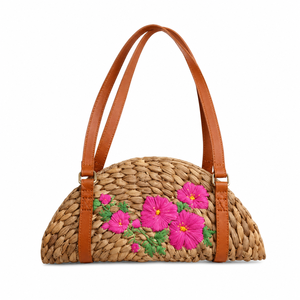 กระเป๋า MILA BAG กระเป๋าสะพายทอมือจากผักตบชวา พร้อมตกแต่งด้วยเชือกถักแบบมาคราเม่ กระเป๋าถือสะพายไหล่แบบทอธรรมชาติ เป็นมิตรกับสิ่งแวดล้อม กระเป๋าช้อปปิ้งชายหาดสไตล์โบโฮ - Product Image 1