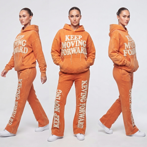 Survêtements d'hiver à capuche personnalisés en molleton 100% coton avec broderie et appliqué, effet délavé soleil et délavé à l'acide, coupe oversize pour femme - Product Image 5