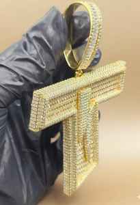 Pendentif de luxe Hip Hop personnalisé en argent 925, serti de pierres, avec numéro, nom ou initiale, style Rapper, bilingue, bicolore - Product Image 4