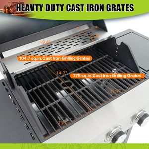 Grill a Gas Propano con 3 Bruciatori 37.000 BTU in Acciaio Inossidabile per Esterni, Patio, Giardino, Bar, Cucina - Barbecue a 3 Bruciatori - Product Image 5