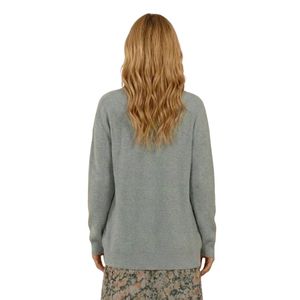Cárdigan de punto gris para mujer, suéter con botones frontales, manga larga, cómodo, informal, a la moda, tejido texturizado, fabricante mayorista personalizado - Product Image 2