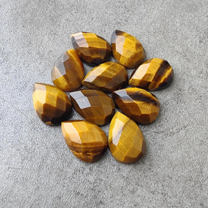 Piedra Preciosa Suelta de Ojo de Tigre Natural, Corte Checker, Forma de Pera, Parte Posterior Plana, Calibrada - Product Image 5