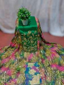 Dirac Somalí Fransawi de Última Moda, de la Mejor Calidad, con Jacquard, Patrón Floral Simple, Trabajo Intrincado con Piedras, Ligero, para Fiestas - Product Image 4