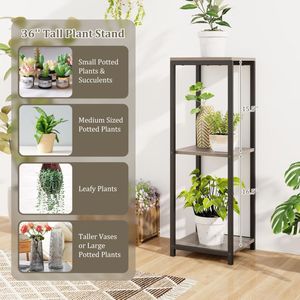 3-Tier Tall Metal Plant <b>Stand</b> <b>Corner</b> Wall Shelf with Anti-Tipping Device for Holding Plants - Product Image 6