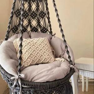 Hamac suspendu en macramé fait main, siège en coton suspendu - Product Image 1