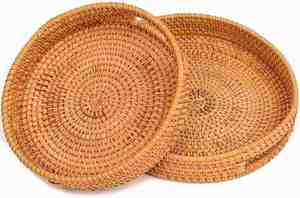 Modern Round Bamboo Serving <b>Tray</b> Single Tier Decorative Tea <b>Tray</b> for <b>Storage</b> Dining & Hotel Service - Product Image 4