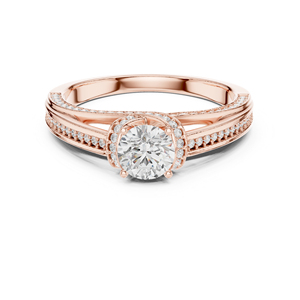 แหวนเพชรทรงกลมทองคำขาว 14K สำหรับผู้หญิง |   ชุดสำหรับงานปาร์ตี้ |   เพชรที่เพิ่งเพาะเลี้ยง - Product Image 2