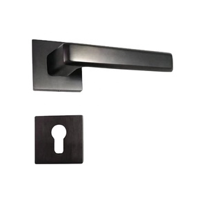 High Quality Modern European Style Solid Brass Black Square Lever Door <b>Handle</b> for Hotels - Product Image 1