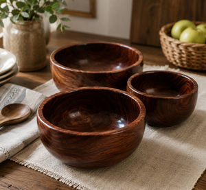 Ensemble de bols en bois faits à la main, bols de service en bois naturel, bols à salade, à collation, à dessert, lot de 4 - Product Image 5