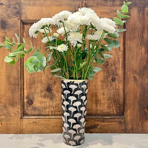 Handmade Ginkgo Vase 100% Enamelled Iron Hand-Gilded Border Finish Customized Eco-Friendly 26cm Home Decor Fresh/Dried Diva - Product Image 1