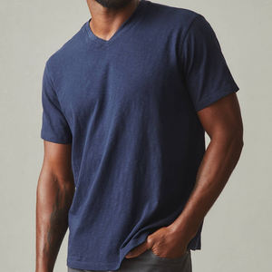 T-shirts pour hommes 100% coton, manches courtes, col en V, t-shirts d'été pour hommes, t-shirts personnalisés avec logo, t-shirts en jersey biologique, t-shirts oversize - Product Image 5