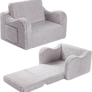 Canapé moderne pliable 2-en-1 pour enfants, fauteuil pour tout-petits, avec poches latérales amovibles, fauteuil-lit convertible - Product Image 2