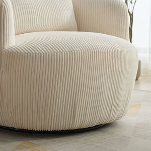 Poltrona Girevole a 360° in Velluto a Coste da 87 cm, Morbida Poltrona da Lettura per Club o Salotto a L Circolare - Product Image 5